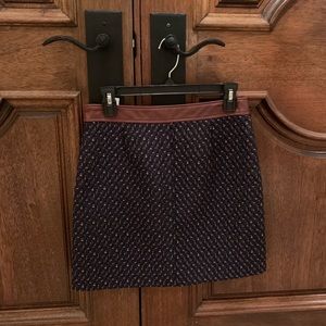Theory tweed skirt with leather trim